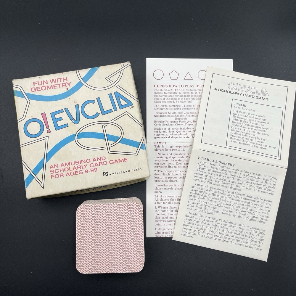 VTG O!Euclid Scholarly Card Game Ampersand Press Complete Geometry 1083